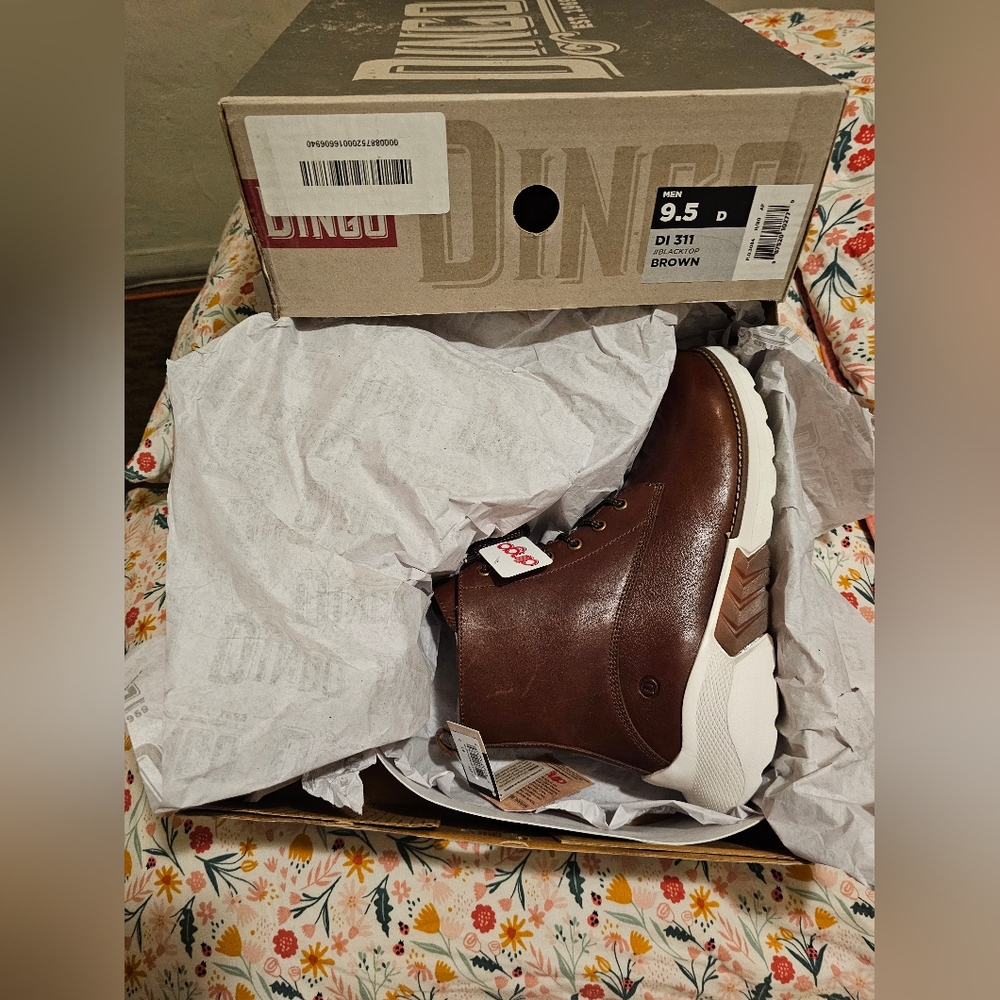 NEW Mens Brown Leather Boots - Picture 3 of 14